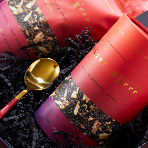 Tiger Purrr chai – mouth tingly delicious, chef crafted, activated chai. The Love gift set.